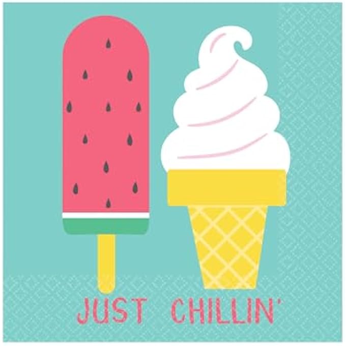 502759 JUST CHILLIN' ICE CREAM 2-PLY BEVERAGE NAPKINS 25CM-16 PCS